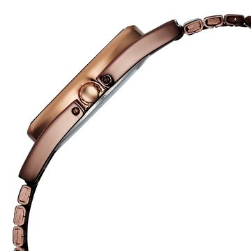 Fastrack UFO Quartz Analog Brown Mother Of Pearl Dial Brown Colour Stainless Steel Strap Watch For Girls
