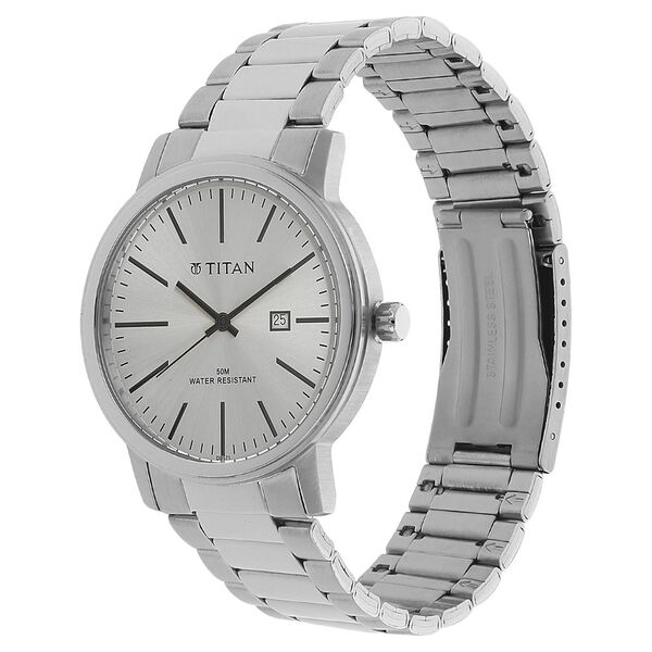 Titan Quartz Analog with Date Black Dial Metal Strap Watch for Men - image number 1