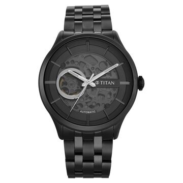 Titan Metal Mechanicals Automatic Grey Dial Grey Stainless Steel Strap Watch For Men