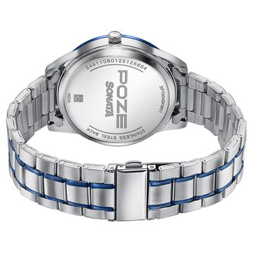Sonata Poze Quartz Analog Blue Dial Stainless Steel Strap Watch For Men