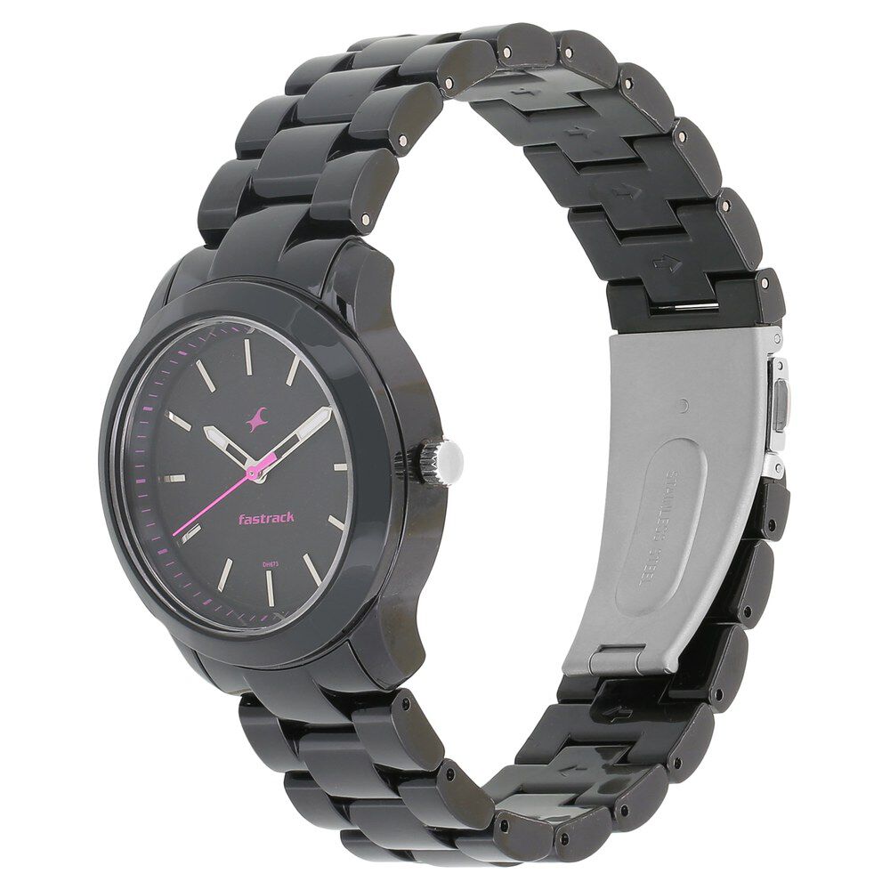 Buy Online Fastrack Trendies Quartz Analog Black Dial Plastic Strap Watch for Girls 68006pp01 p Titan