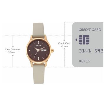 Titan Women's Lagan Chic: Studded Brown Dial watch with & Elegant Hands