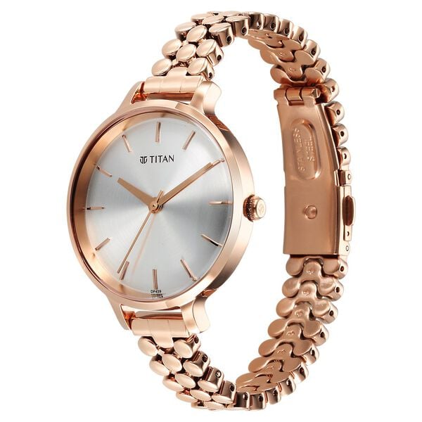 Titan Secluded Quartz Analog Silver Dial Metal Strap Watch For Women - image number 2
