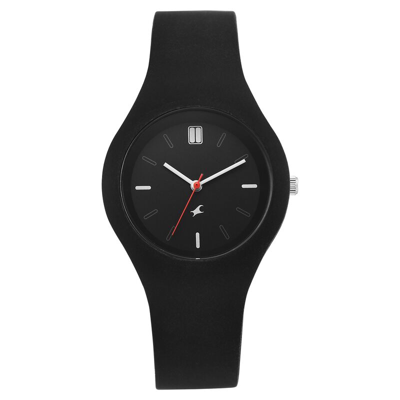 Fastrack Tweens Quartz Analog Black Dial Black Silicone Strap Watch