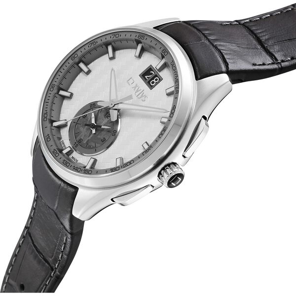 Xylys Swiss Chronograph Grey Leather Strap White Dial Watch For Men - image number 2