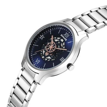 Sonata Unveil Quartz Multifunction Blue Dial Stainless Steel Strap Watch for Men