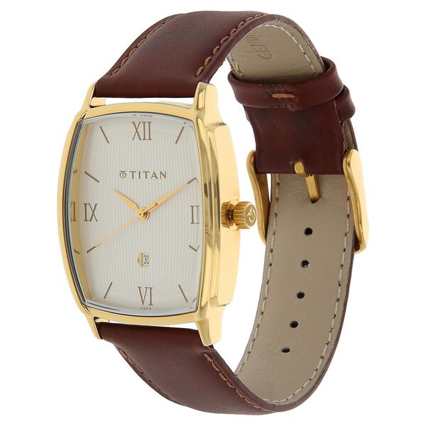 Titan Quartz Analog with Date Silver Dial Leather Strap Watch for Men - image number 1