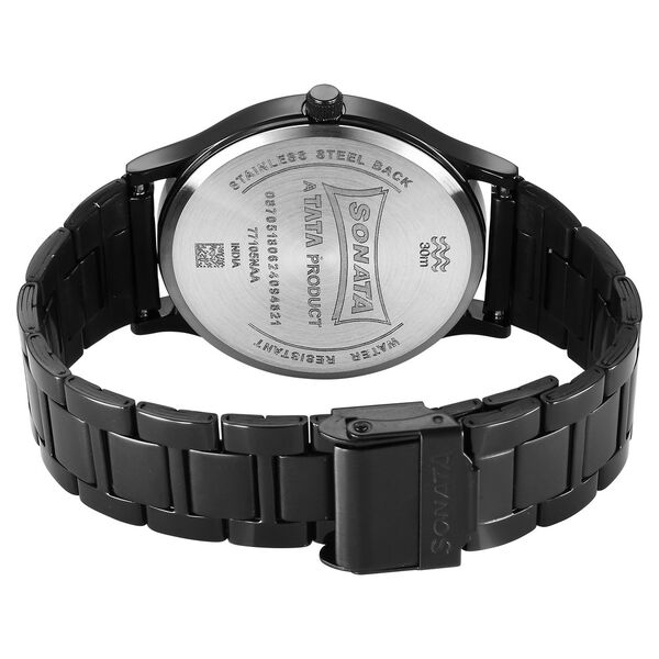 Sonata Aspire Quartz Analog Black Dial Stainless Steel Strap Watch For Men - image number 3