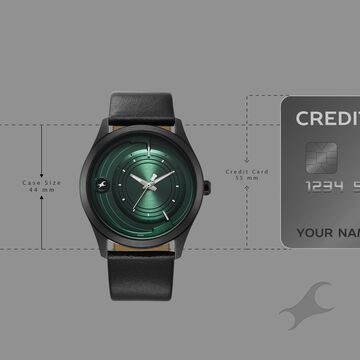Fastrack Groove Quartz Analog Green Dial Black Leather Strap Watch For Guys