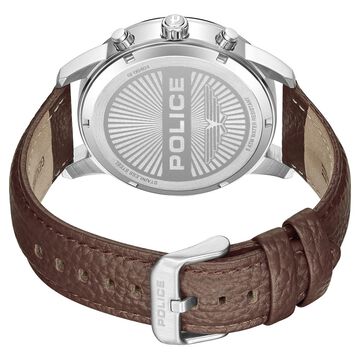 Police Quartz Multifunction Black Dial Brown Leather Strap Watch for Men