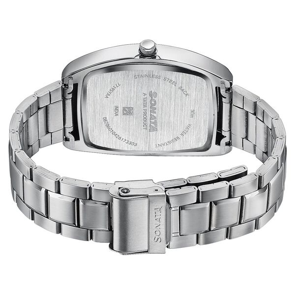 Sonata Ascent White Textured Tonneau Watch for Men - image number 5