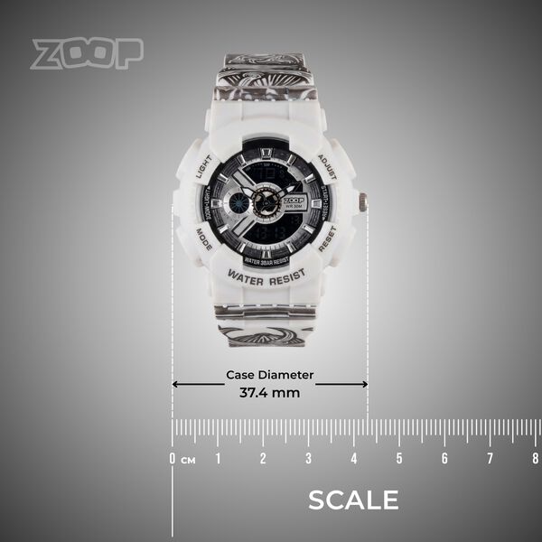 Zoop Samurai Quartz Digital Watch For Boys With Silver Dial White Polyether Strap From House Of Titan - image number 3