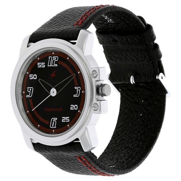 Fastrack Quartz Analog Black Dial Leather Strap Watch for Guys - image number 1