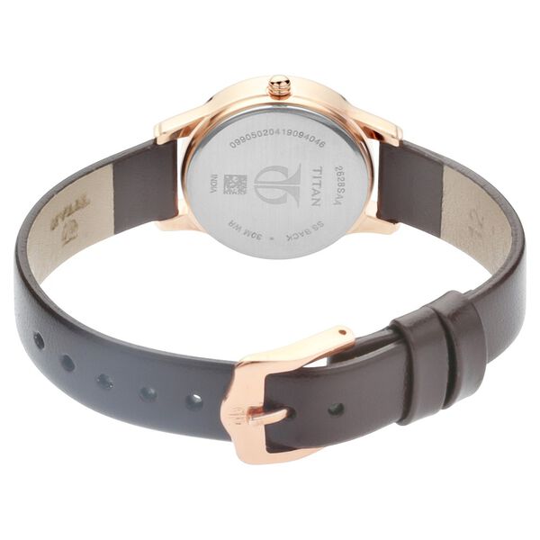Titan Quartz Analog Silver Dial Leather Strap Watch for Women - image number 4