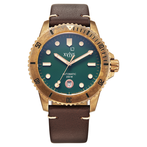 Xylys Mariana Swiss Analog with Date Green Dial Geniune Leather Strap Watch For Men - image number 2