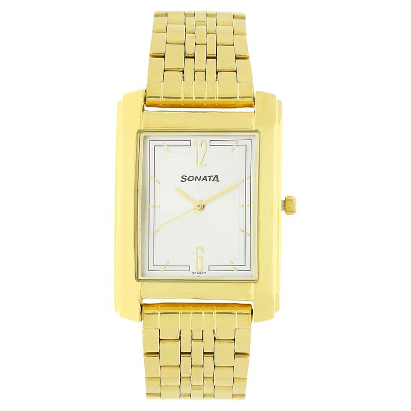 Sonata Quartz Analog Silver Dial Stainless Steel Strap Watch for Men