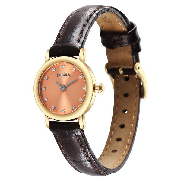 Titan Nebula Vintage 18k Gold Analog with Diamond Studded Indices Watch for Women - image number 2