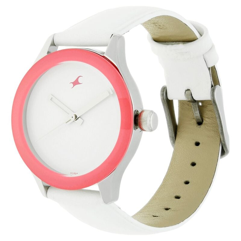 Fastrack Quartz Analog White Dial Leather Strap Watch for Girls - image number 1