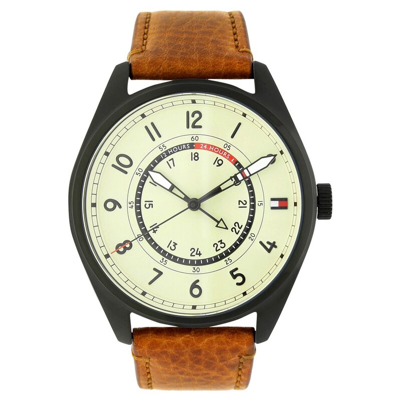 Buy Online Tommy Hilfiger Quartz Analog Beige Dial Leather Strap Watch ...