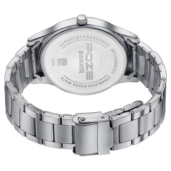Sonata Poze Quartz Analog Silver Dial Metal Strap Watch For Men - image number 5