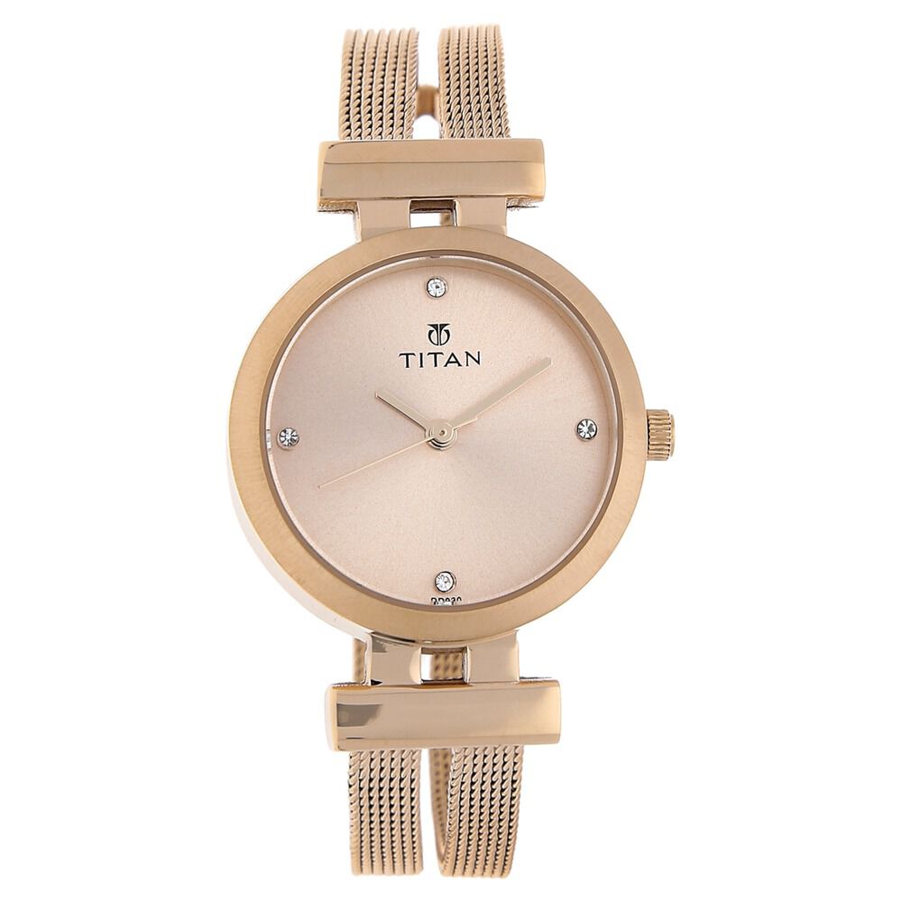 Buy Online Titan Quartz Analog Rose Gold Dial Stainless Steel Strap Watch for Women ns9942wm01 Titan