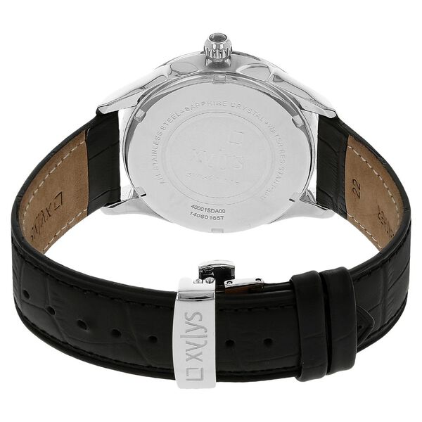 Xylys Swiss Analog with Date Black Leather Strap and Blue Dial Watch For Men - image number 3