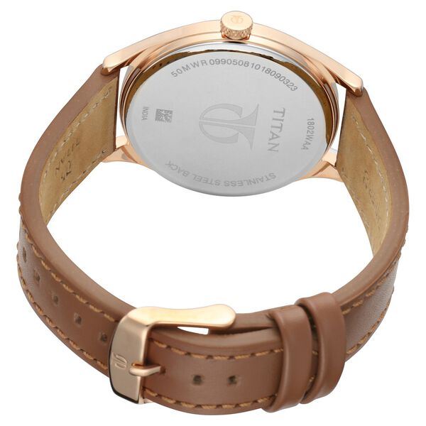 Titan Quartz Analog Blue Dial Leather Strap Watch for Men - image number 3