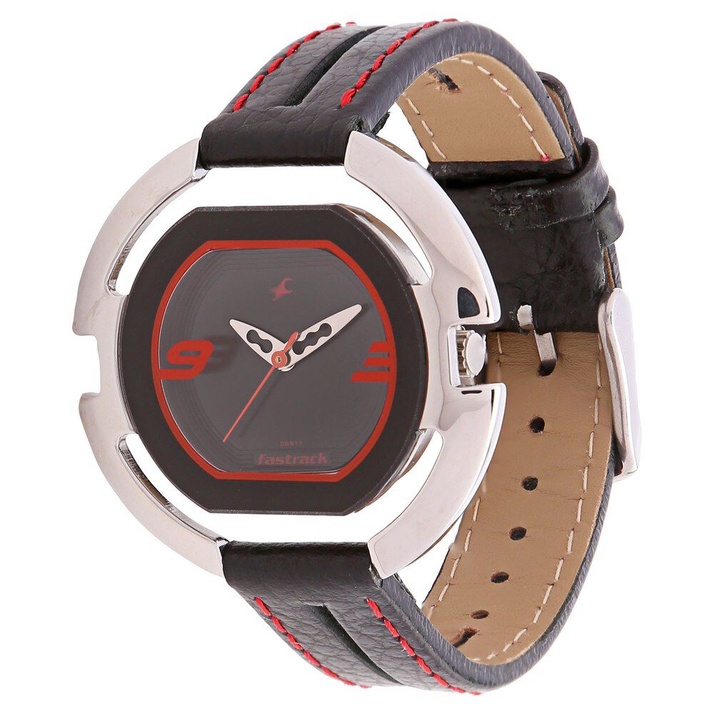 Buy Online Fastrack Quartz Analog Black Dial Leather Strap Watch for Girls ne6064sl01 Titan