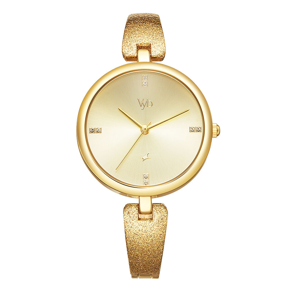 Buy Online Vyb by Fastrack Quartz Analog Golden Dial Metal Strap