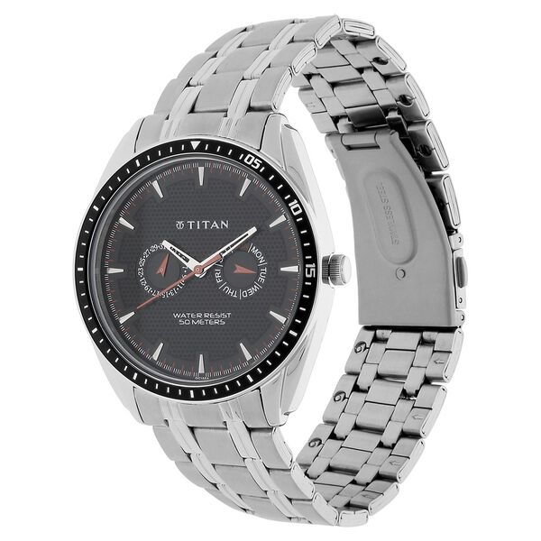 Titan Purple Black Dial Analog with Day and Date Stainless Steel Strap watch for Men - image number 1