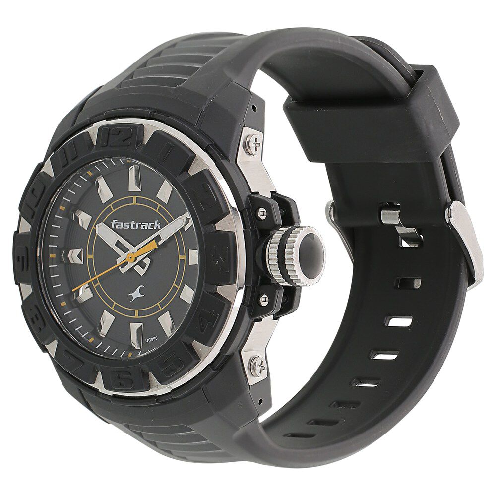 Buy Online Fastrack Quartz Analog Grey Dial Plastic Strap Watch for Guys nk9334pp06 Titan