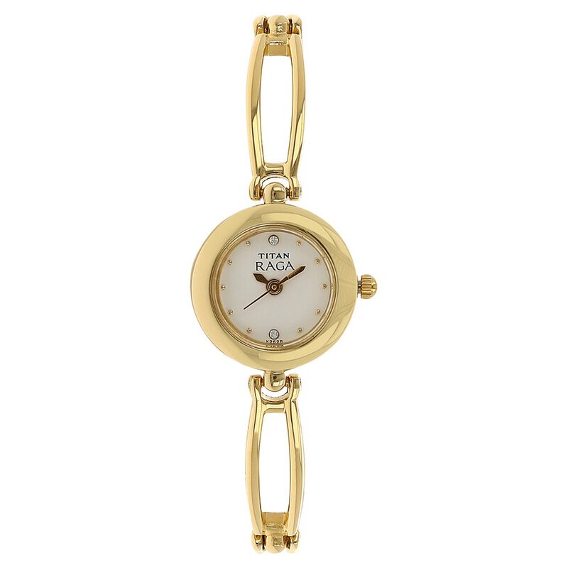 Titan Quartz Analog White Dial Metal Strap Watch for Women