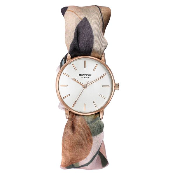Sonata Poze Quartz Analog White Dial Multicoloured Colour Fabric Strap Watch For Women - image number 2