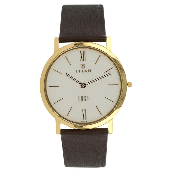 Titan Quartz Analog White Dial Leather Strap Watch for Men - image number 0
