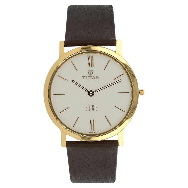 Titan Quartz Analog White Dial Leather Strap Watch for Men