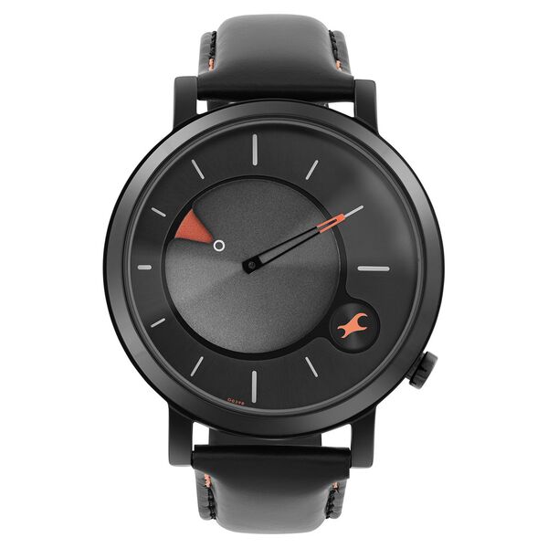 Fastrack MetaWe Quartz Analog Black Dial Leather Strap Watch For Guys - image number 0