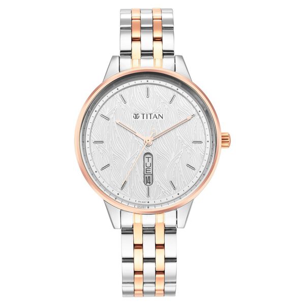 Titan Women's Precision Simplicity Watch: Grey Gradient Dial with Stainless Steel Strap - image number 1