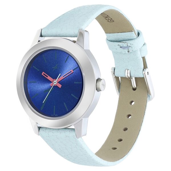 Fastrack Tropical Waters Quartz Analog Blue Dial Leather Strap Watch for Girls - image number 2