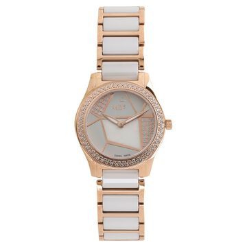 Xylys Quartz Analog Mother of Pearl Dial White Stainless Steel & Ceramic Strap Watch For Women