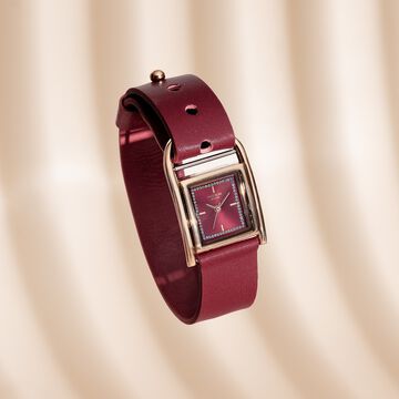 Sonata Poze Quartz Analog Red Dial Red Leather Strap Watch For Women