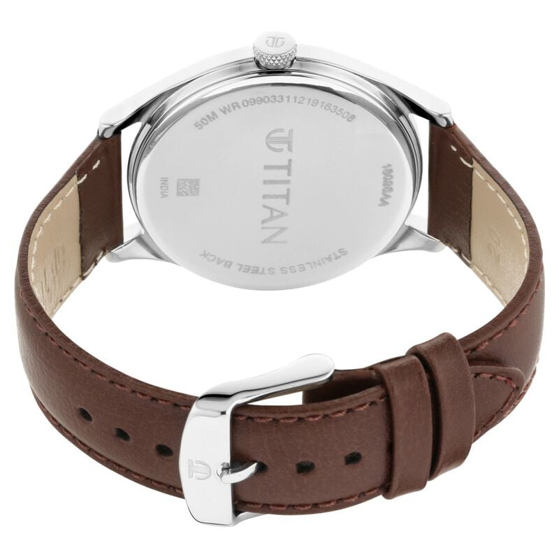 Titan Men's Classic Watch: Gradient Dial & Sleek Markings with Leather Strap - image number 4