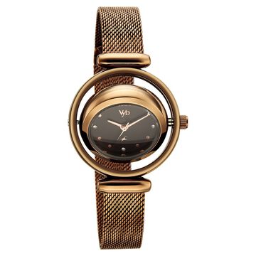 Vyb Celeste By Fastrack Quartz Analog Brown Dial Brown Stainless Steel Strap Watch For Girls