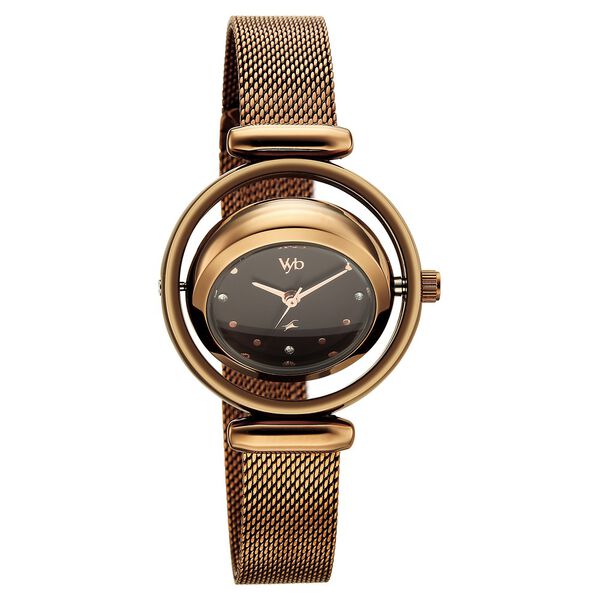 Vyb Celeste By Fastrack Quartz Analog Brown Dial Brown Stainless Steel Strap Watch For Girls - image number 2