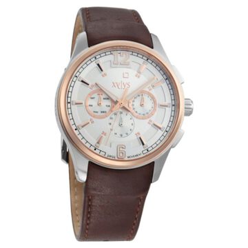 Xylys Quartz Multifunction Silver Dial Leather Strap Watch for Men