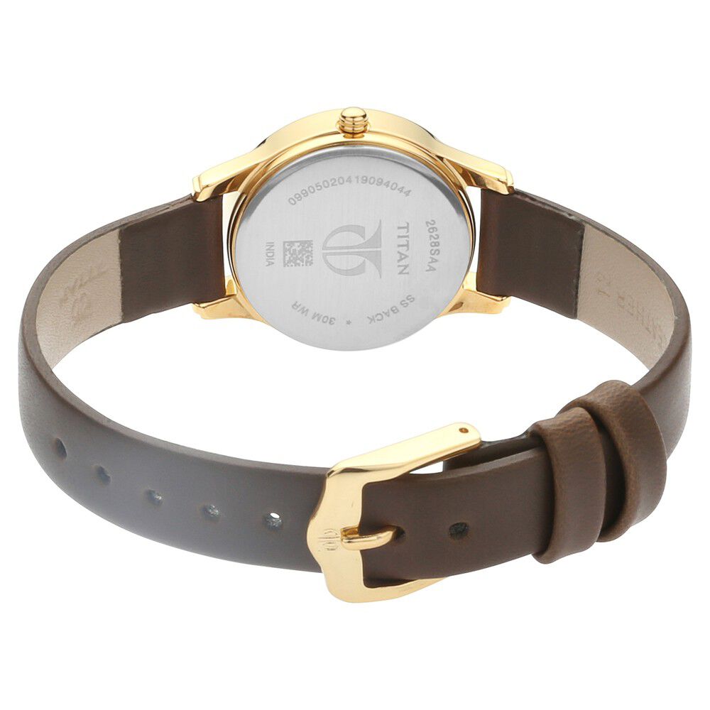 Buy Online Titan Quartz Analog Black Dial Leather Strap Watch for