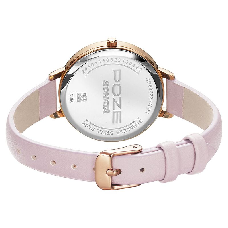 Poze by Sonata Quartz Analog White Dial PU Leather Strap Watch for Women - image number 4