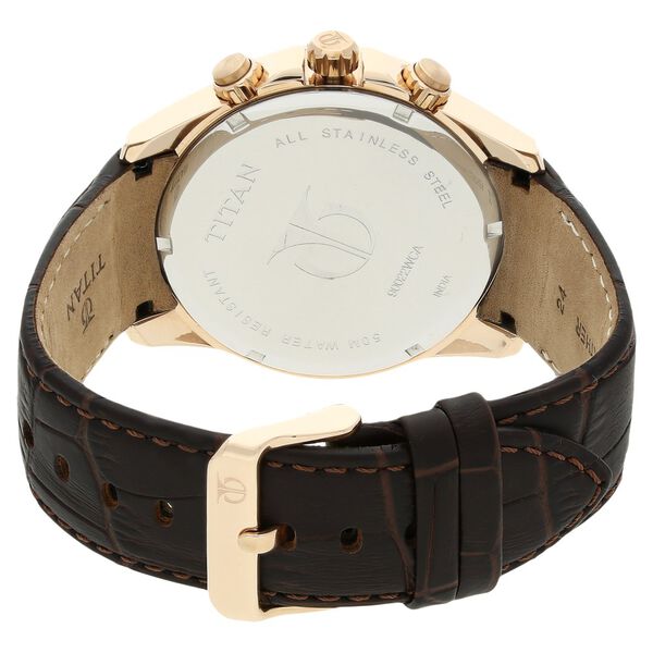 Titan Classic White Chrono Leather Strap watch for Men - image number 3