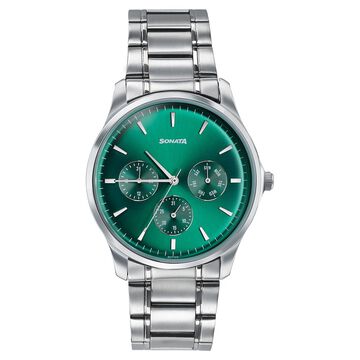Sonata Men's Work Wear emerald green dial Watch - Premium Multifunction design for everyday style