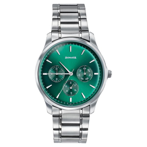 Sonata Men's Work Wear emerald green dial Watch - Premium Multifunction design for everyday style - image number 0