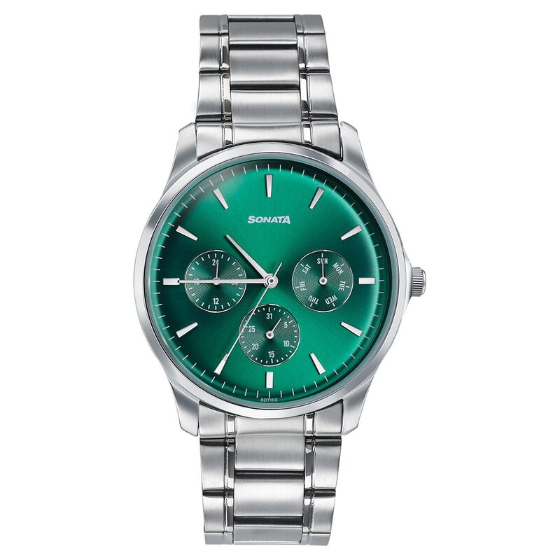Sonata Men's Work Wear emerald green dial Watch - Premium Multifunction design for everyday style